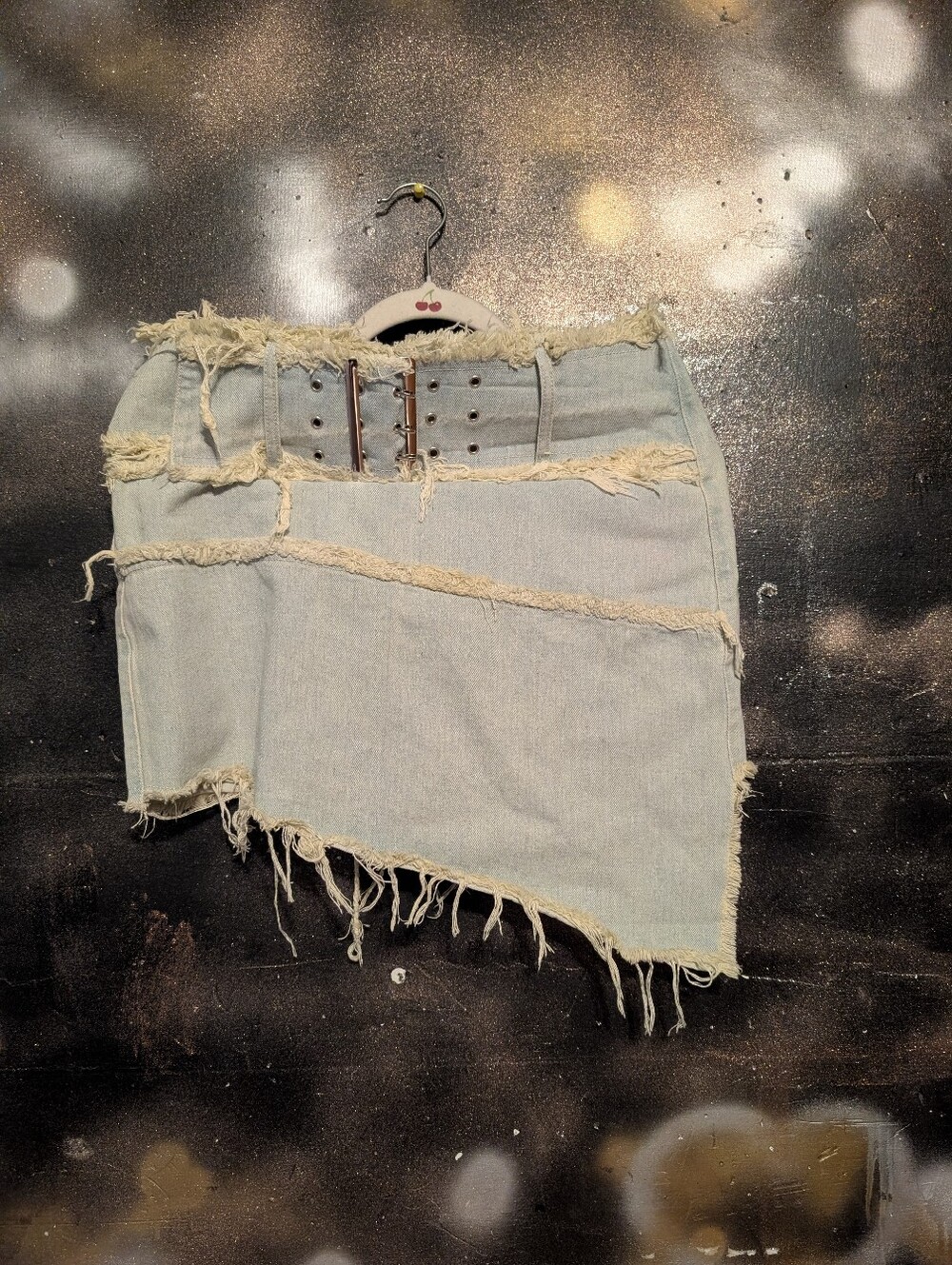 PrettyLittleThing Light Blue Asymmetrical Distressed Denim Skirt
